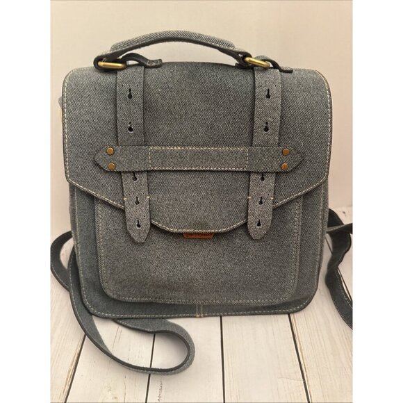 Aimee Kestenberg Denim Blue Backpack With Top Handle 10.5”x10”x4” EUC - Picture 1 of 8